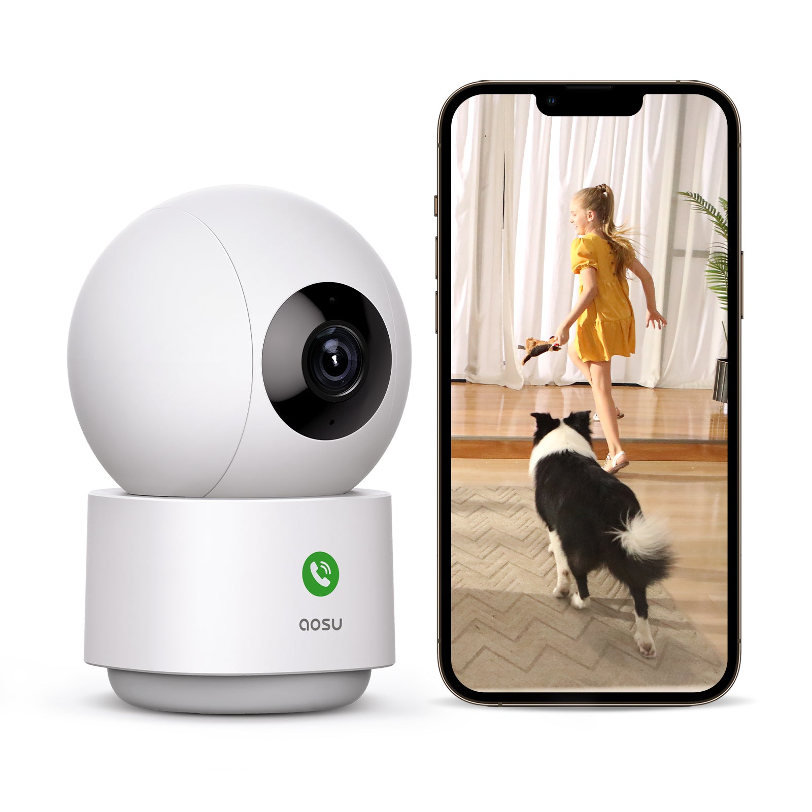 2K Indoor Security Camera, Baby Monitor Pet Camera 360° View for Home Security